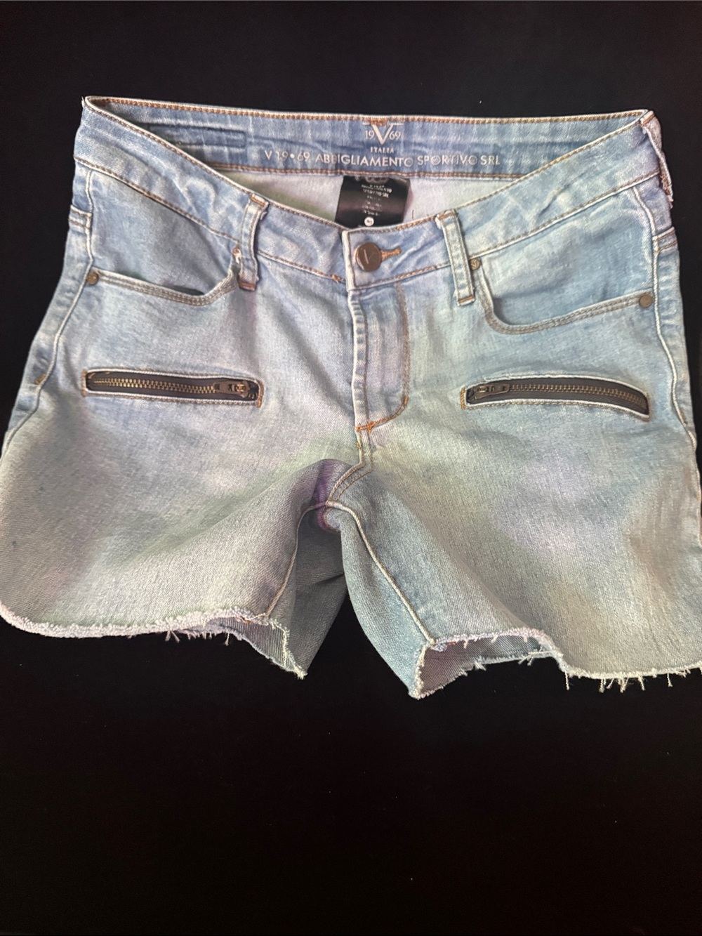 Versace V 1969 Italia Abbigliamento Sportiva Srl Washed Blue Cutoff Jeans